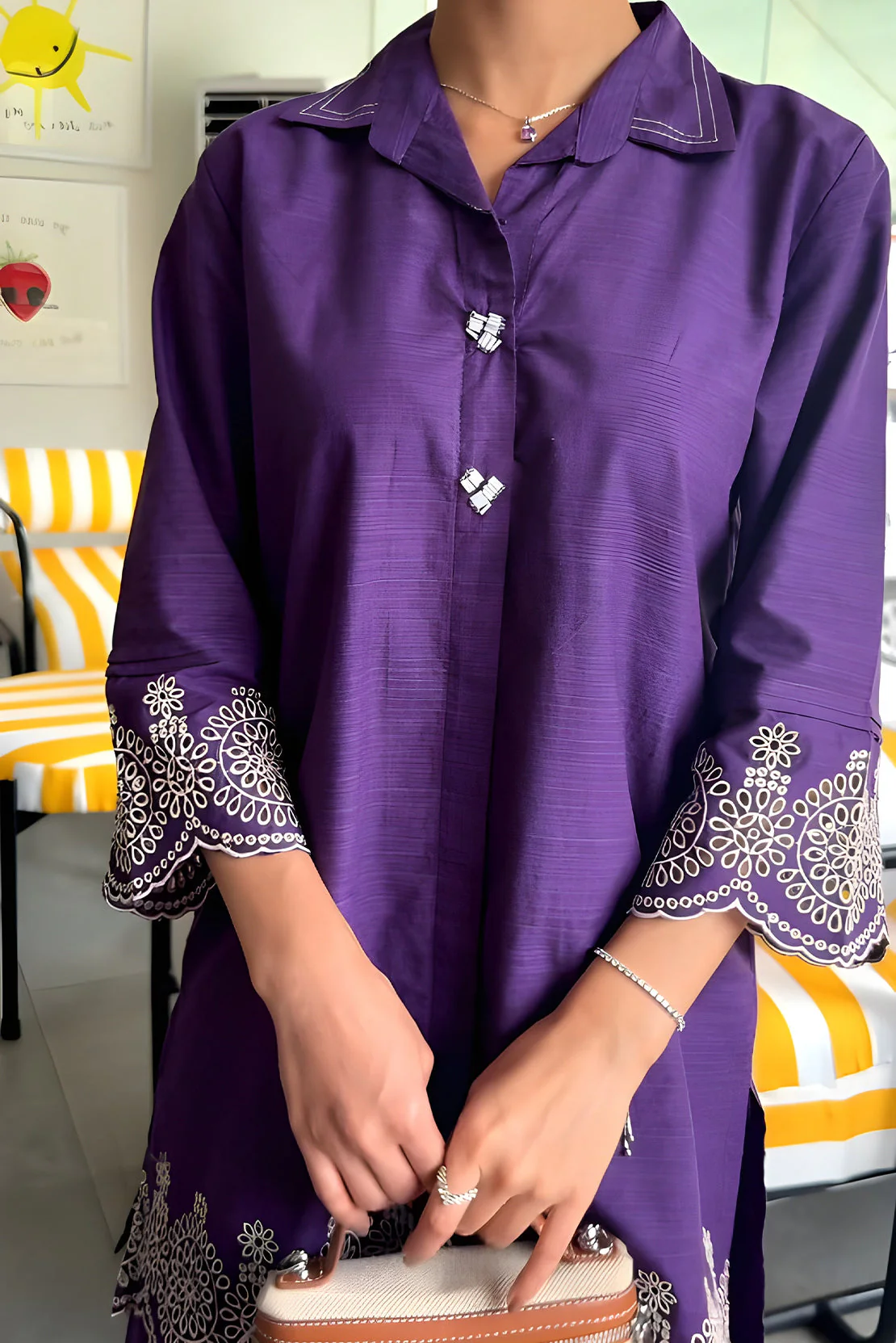 Solid Slub Viscose Stitched 2 Piece (Shirt/Trouser) - Image 5