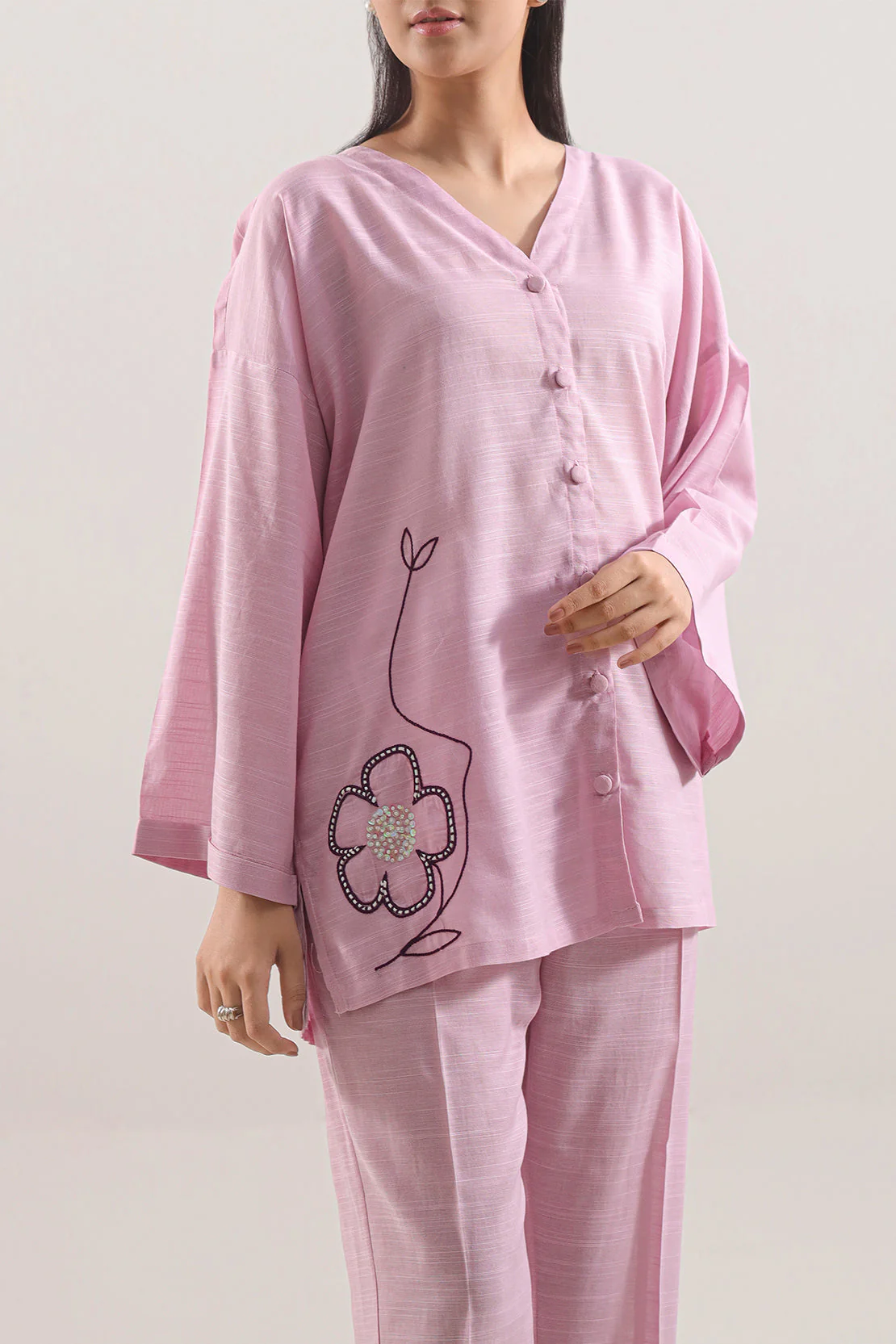 Solid Soft Touch Cotton Stitched 2 Piece (Shirt/Trouser) - Image 2