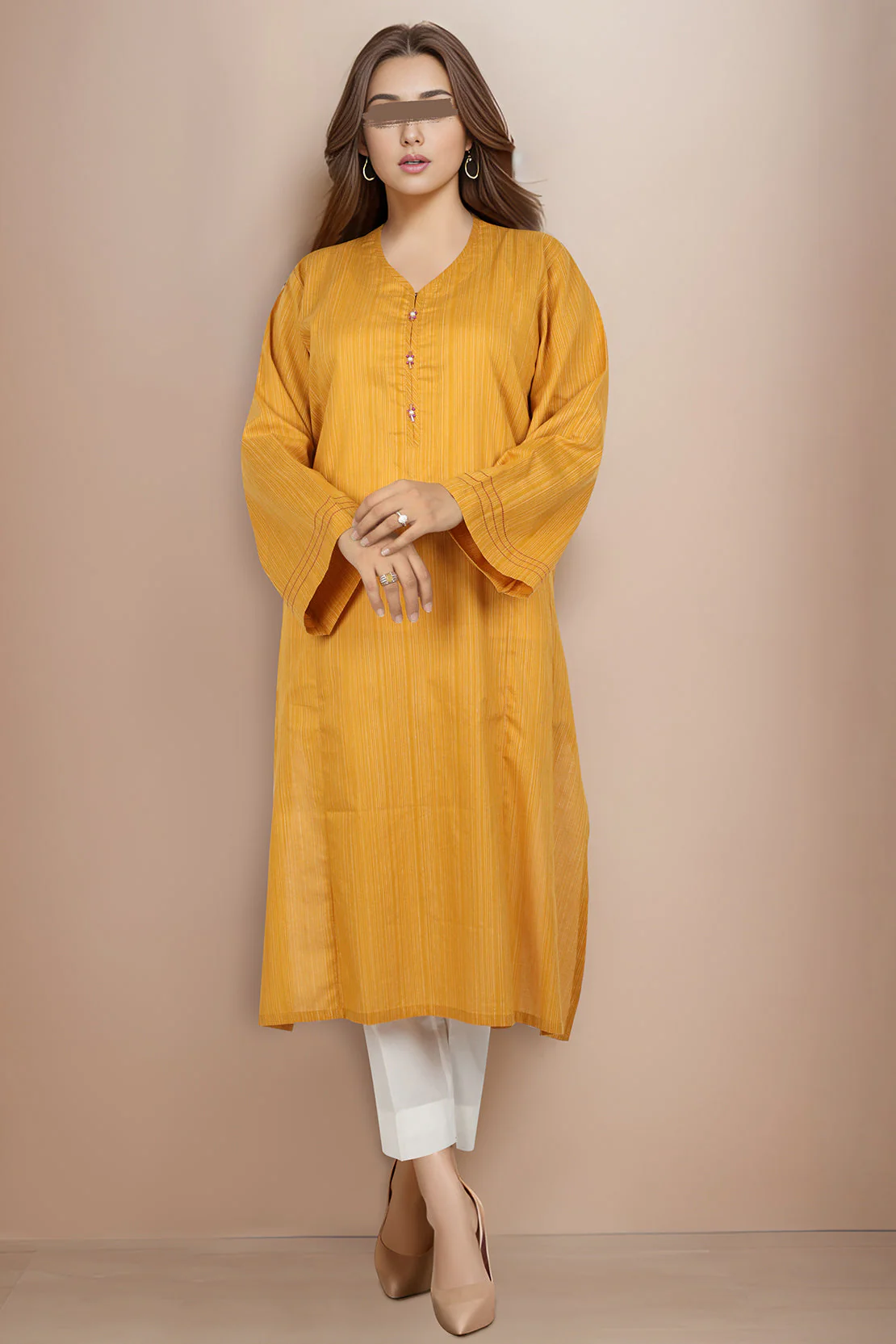 Solid Viscose Slub Stitched Shirt
