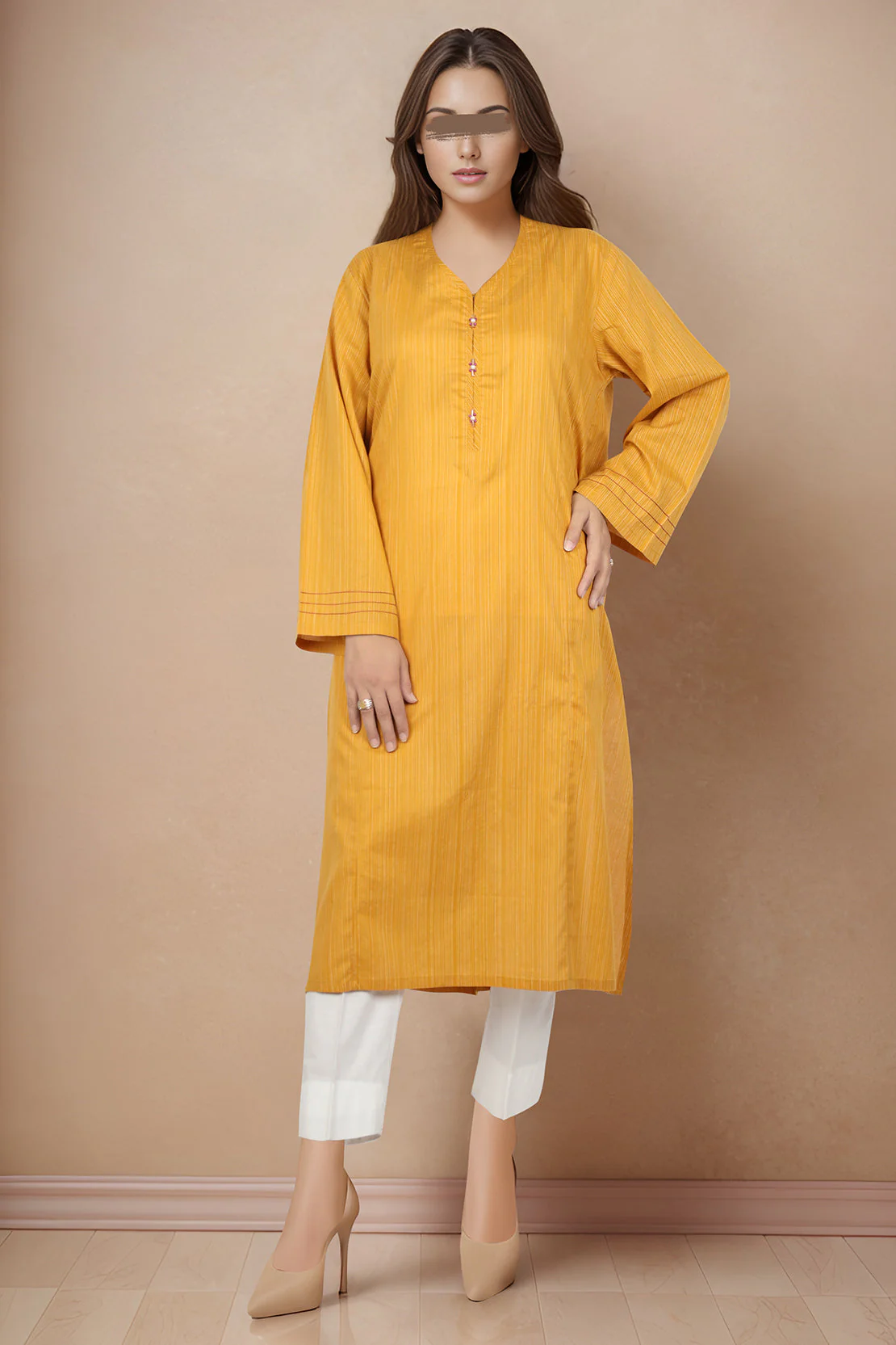 Solid Viscose Slub Stitched Shirt - Image 2