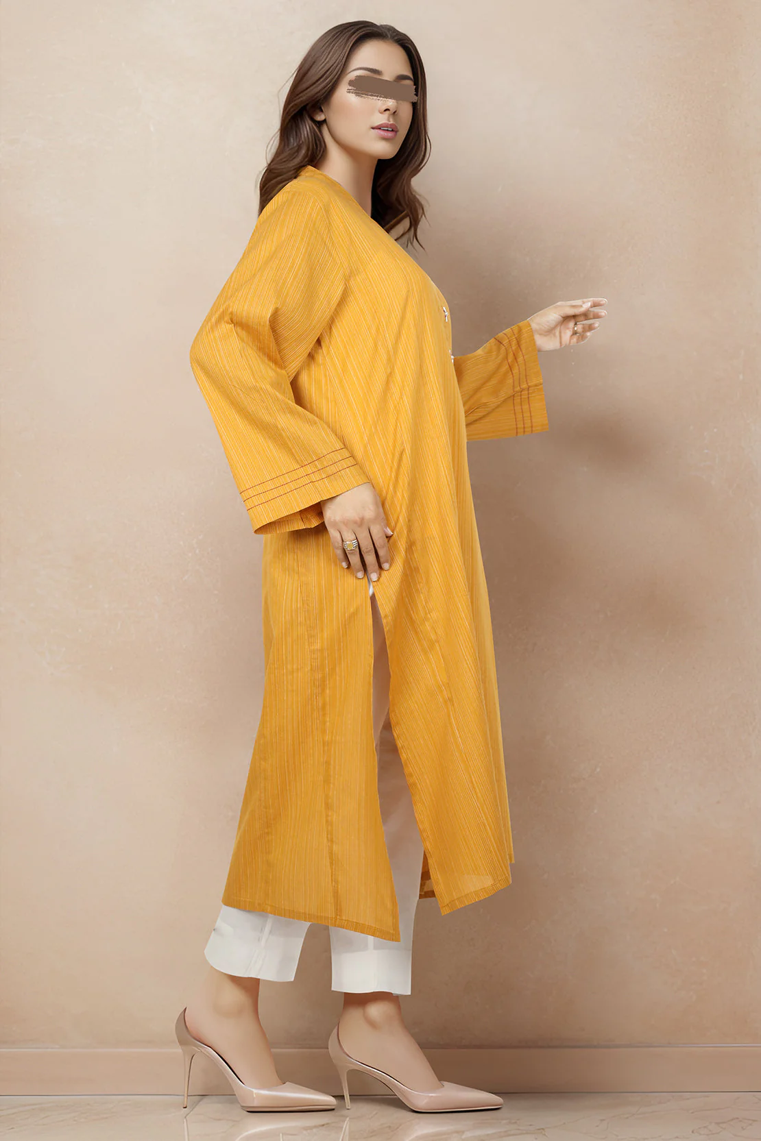 Solid Viscose Slub Stitched Shirt - Image 3