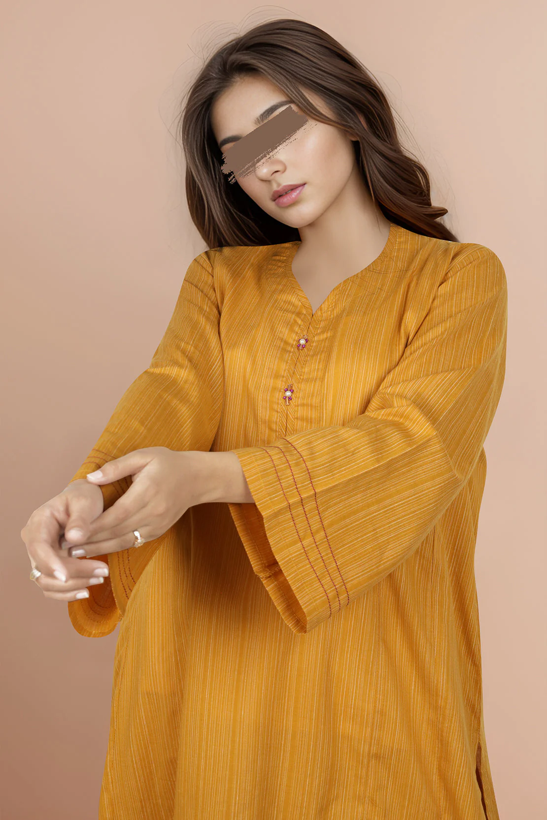 Solid Viscose Slub Stitched Shirt - Image 4
