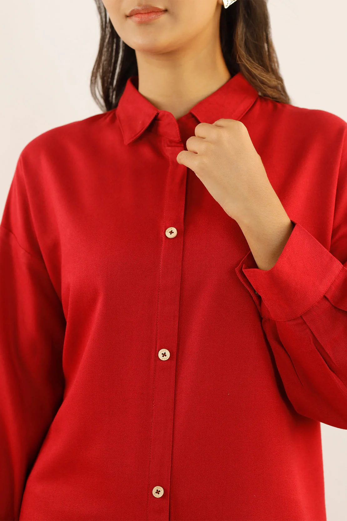 Solid Viscose Twill Stitched Shirt - Image 6