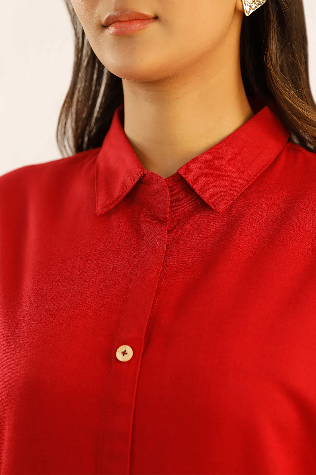 Solid Viscose Twill Stitched Shirt - Image 7