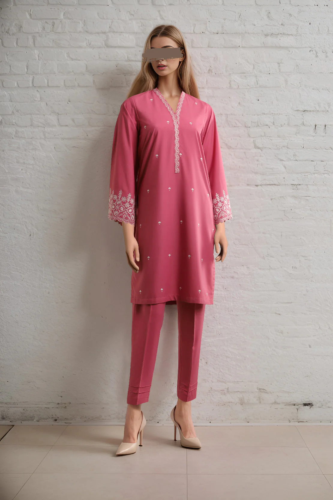 Solid Embroidered Wash n Wear Stitched 2 Piece (Shirt/Trouser)
