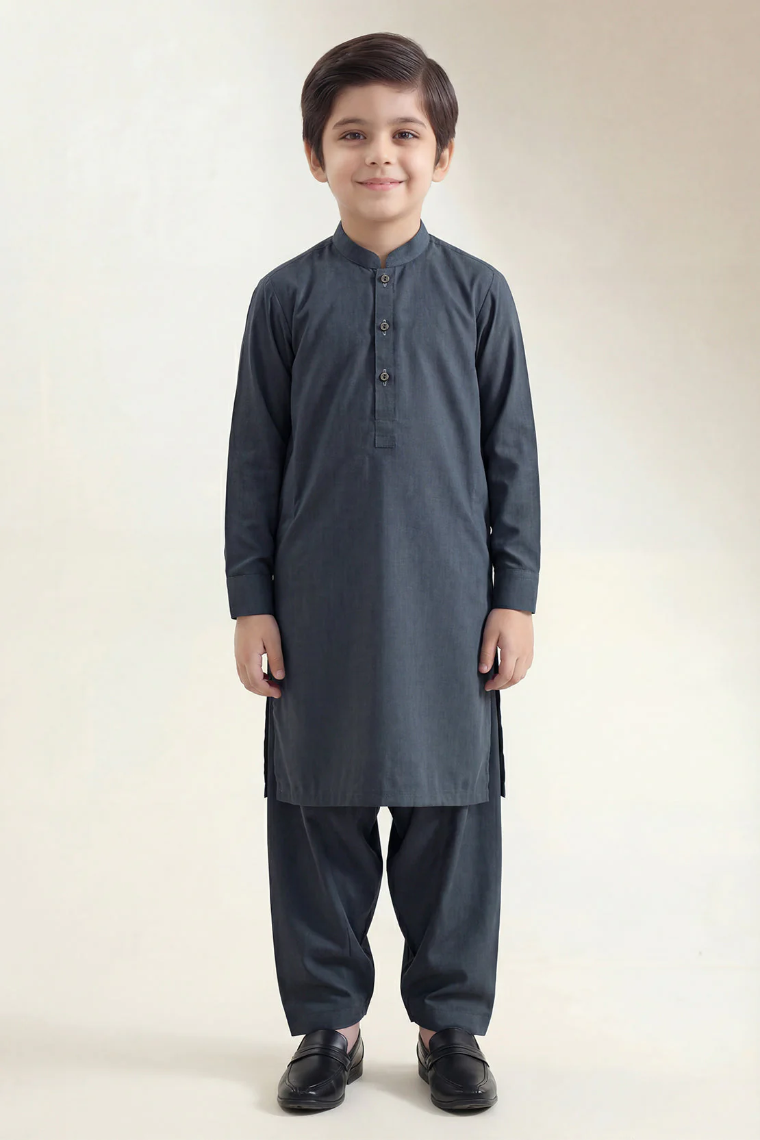 Solid Wash N Wear Stitched 2 Piece (Shirt/Trouser)  For Boys - Image 2
