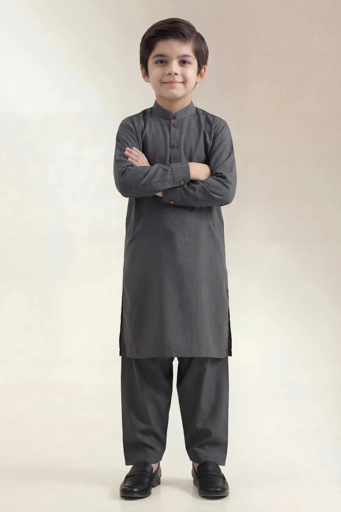Solid Wash N Wear Stitched 2 Piece (Shirt/Trouser)  For Boys