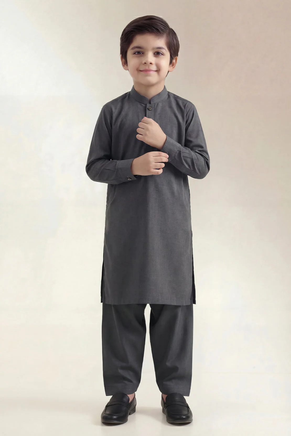 Solid Wash N Wear Stitched 2 Piece (Shirt/Trouser)  For Boys - Image 3