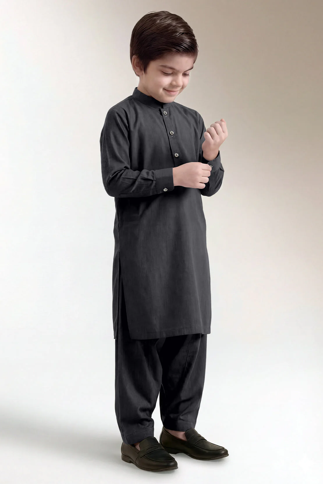 Solid Wash N Wear Stitched 2 Piece (Shirt/Trouser)  For Boys - Image 2