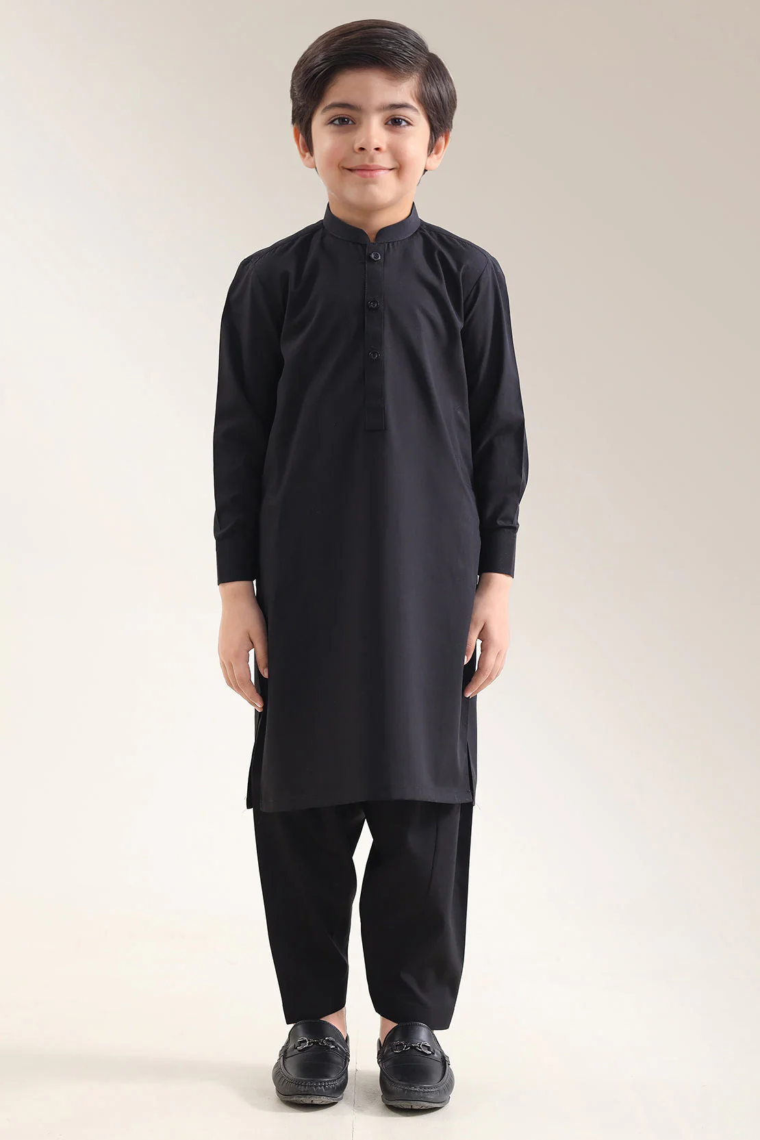 Solid Wash N Wear Stitched 2 Piece (Shirt/Trouser) For Boys