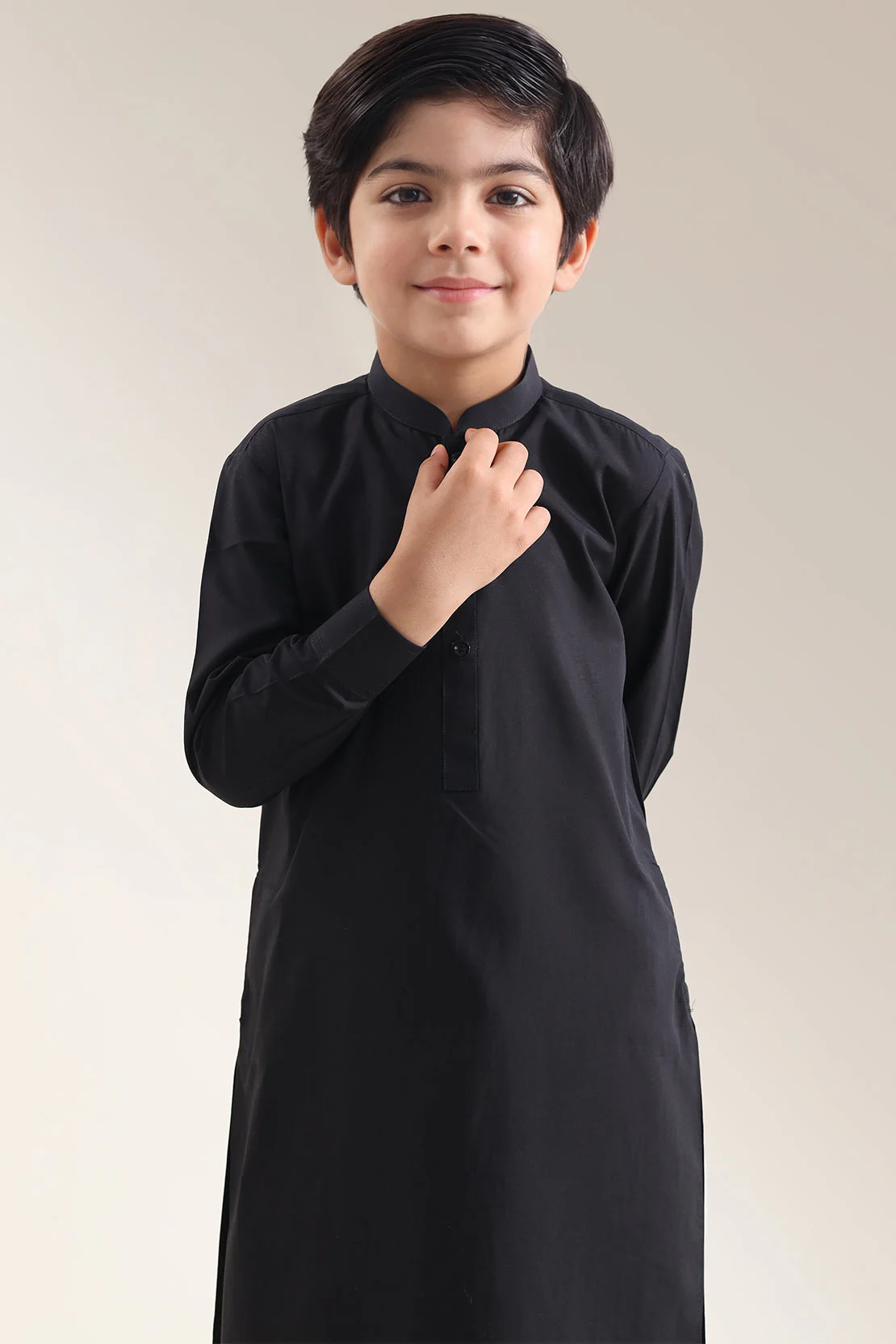 Solid Wash N Wear Stitched 2 Piece (Shirt/Trouser) For Boys - Image 2