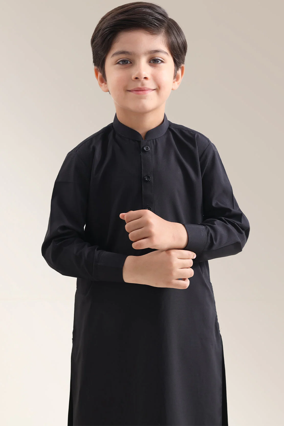 Solid Wash N Wear Stitched 2 Piece (Shirt/Trouser) For Boys - Image 4