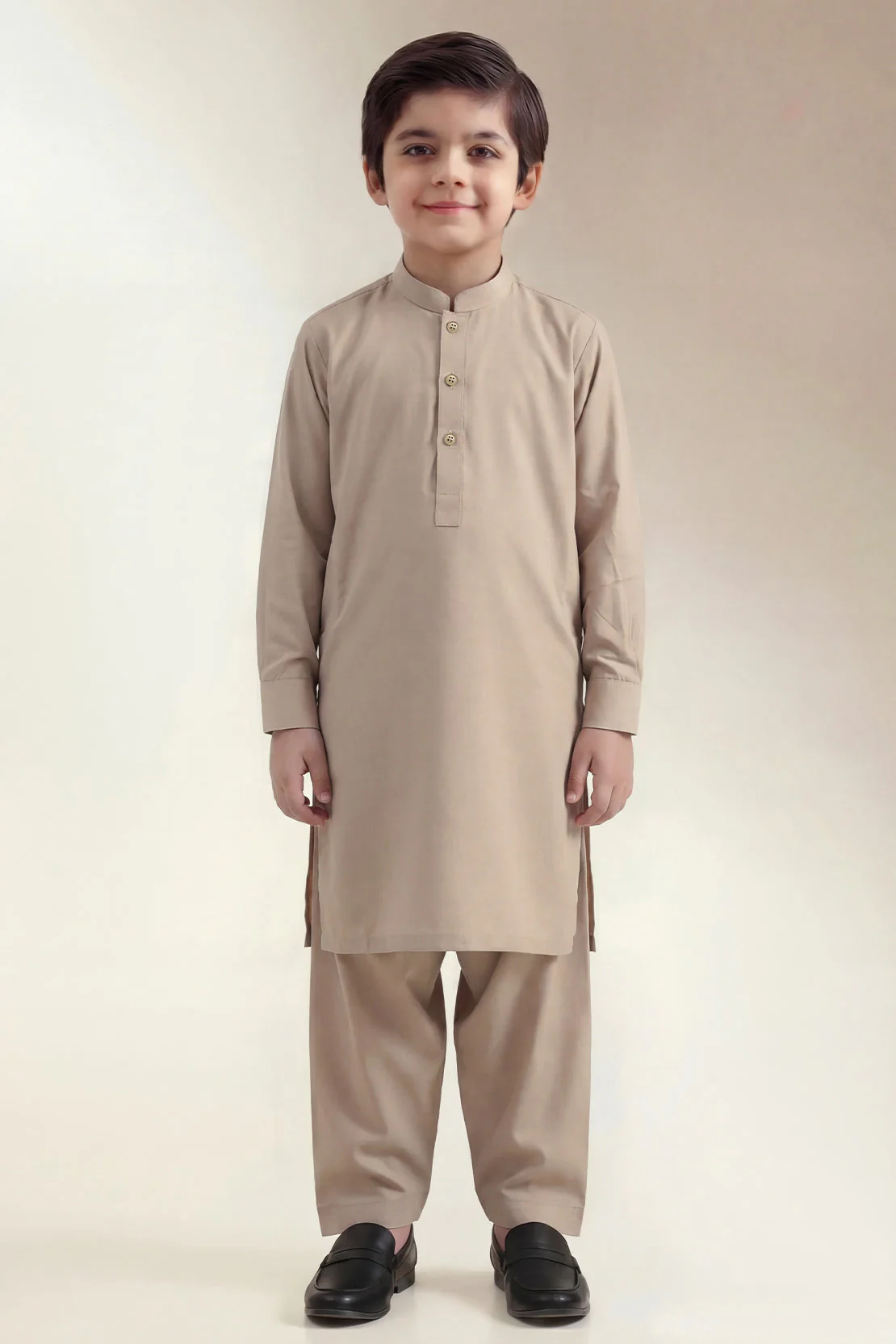 Solid Wash N Wear Stitched 2 Piece (Shirt/Trouser)  For Boys