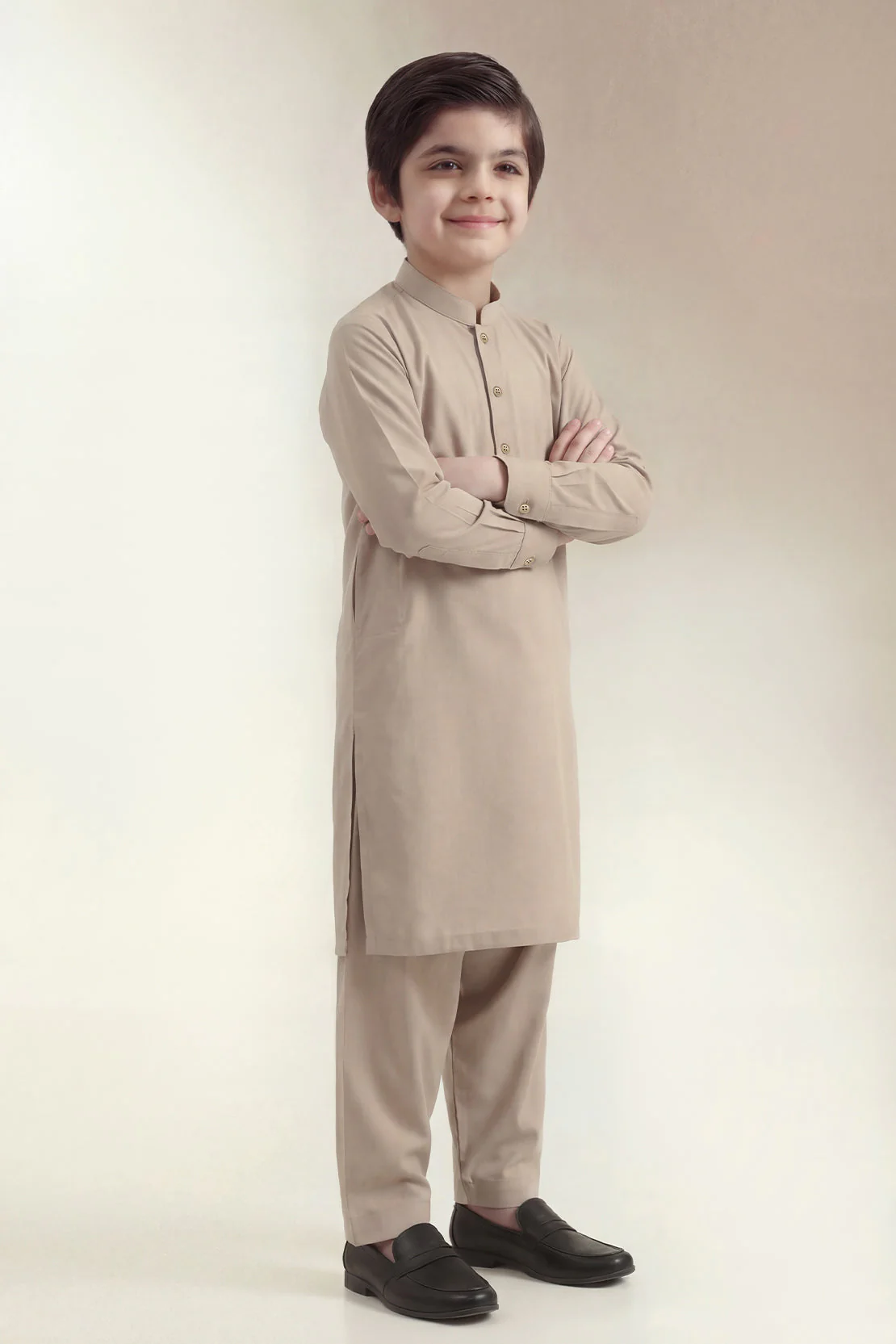 Solid Wash N Wear Stitched 2 Piece (Shirt/Trouser)  For Boys - Image 3
