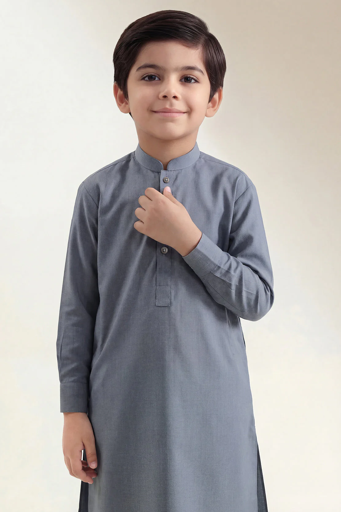 Solid Wash N Wear Stitched 2 Piece (Shirt/Trouser) For Boys - Image 2
