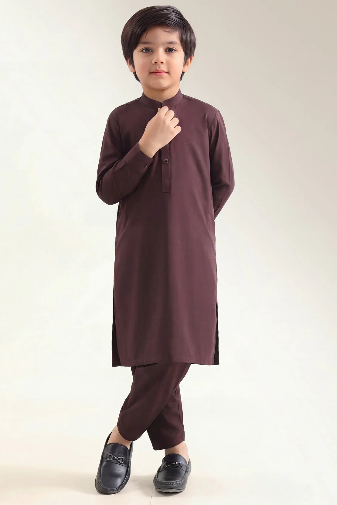 Solid Wash N Wear Stitched 2 Piece (Shirt/Trouser)  For Boys
