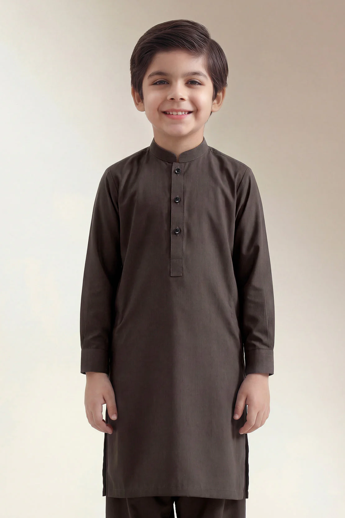 Solid Wash N Wear Stitched 2 Piece (Shirt/Trouser)  For Boys - Image 2