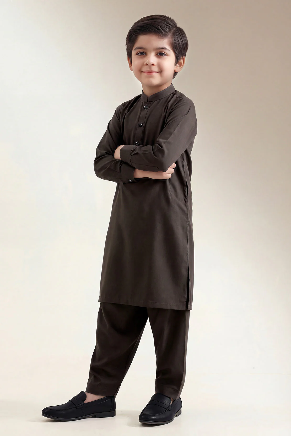 Solid Wash N Wear Stitched 2 Piece (Shirt/Trouser)  For Boys - Image 3