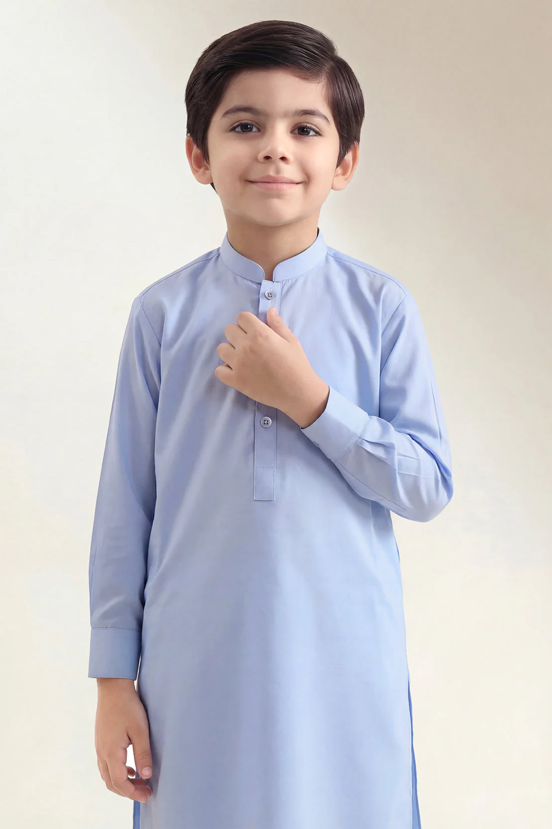 Solid Wash N Wear Stitched 2 Piece (Shirt/Trouser)  For Boys - Image 2