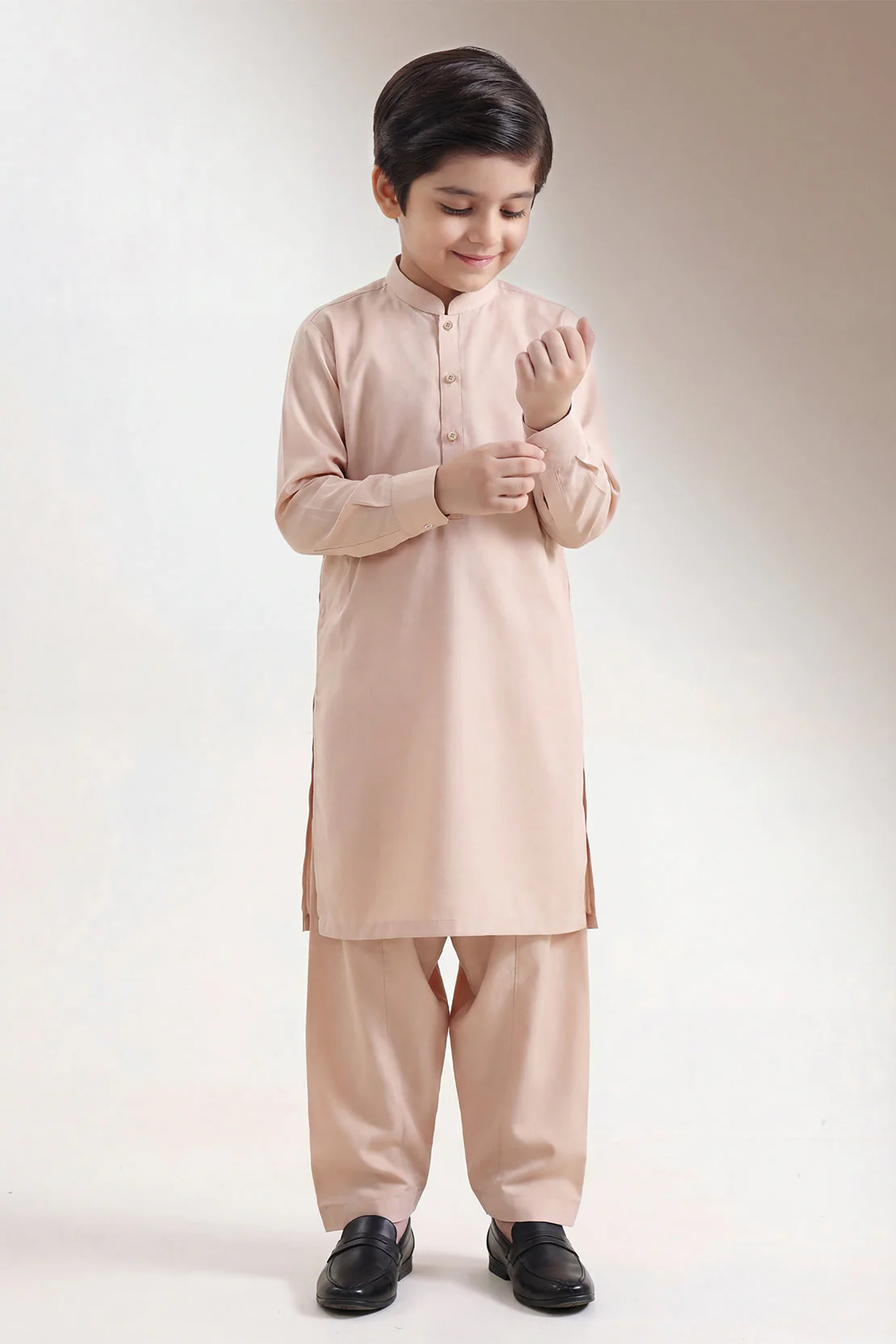 Solid Wash N Wear Stitched 2 Piece (Shirt/Trouser) For Boys - Image 2