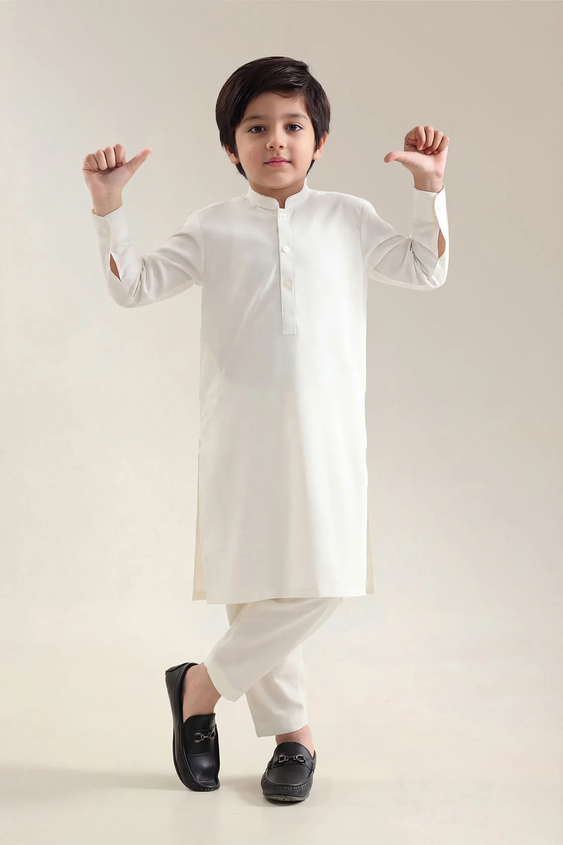 Solid Wash N Wear Stitched 2 Piece (Shirt/Trouser) For Boys