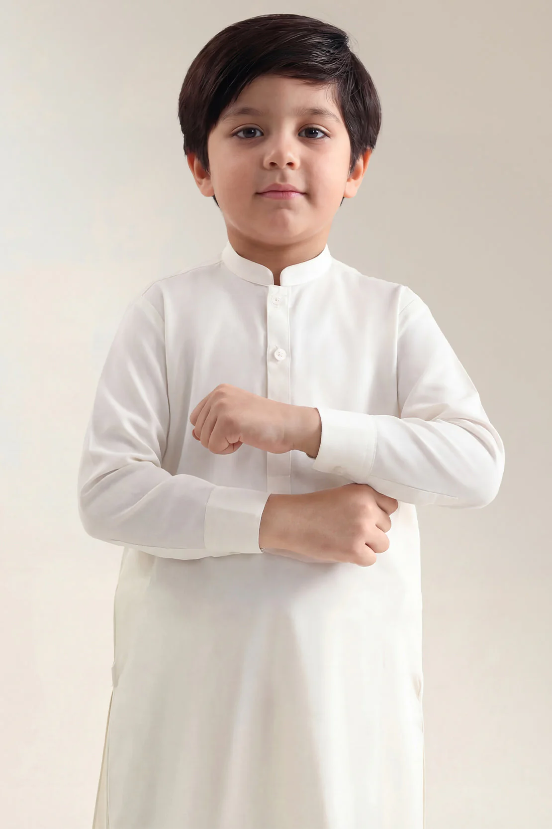 Solid Wash N Wear Stitched 2 Piece (Shirt/Trouser) For Boys - Image 2