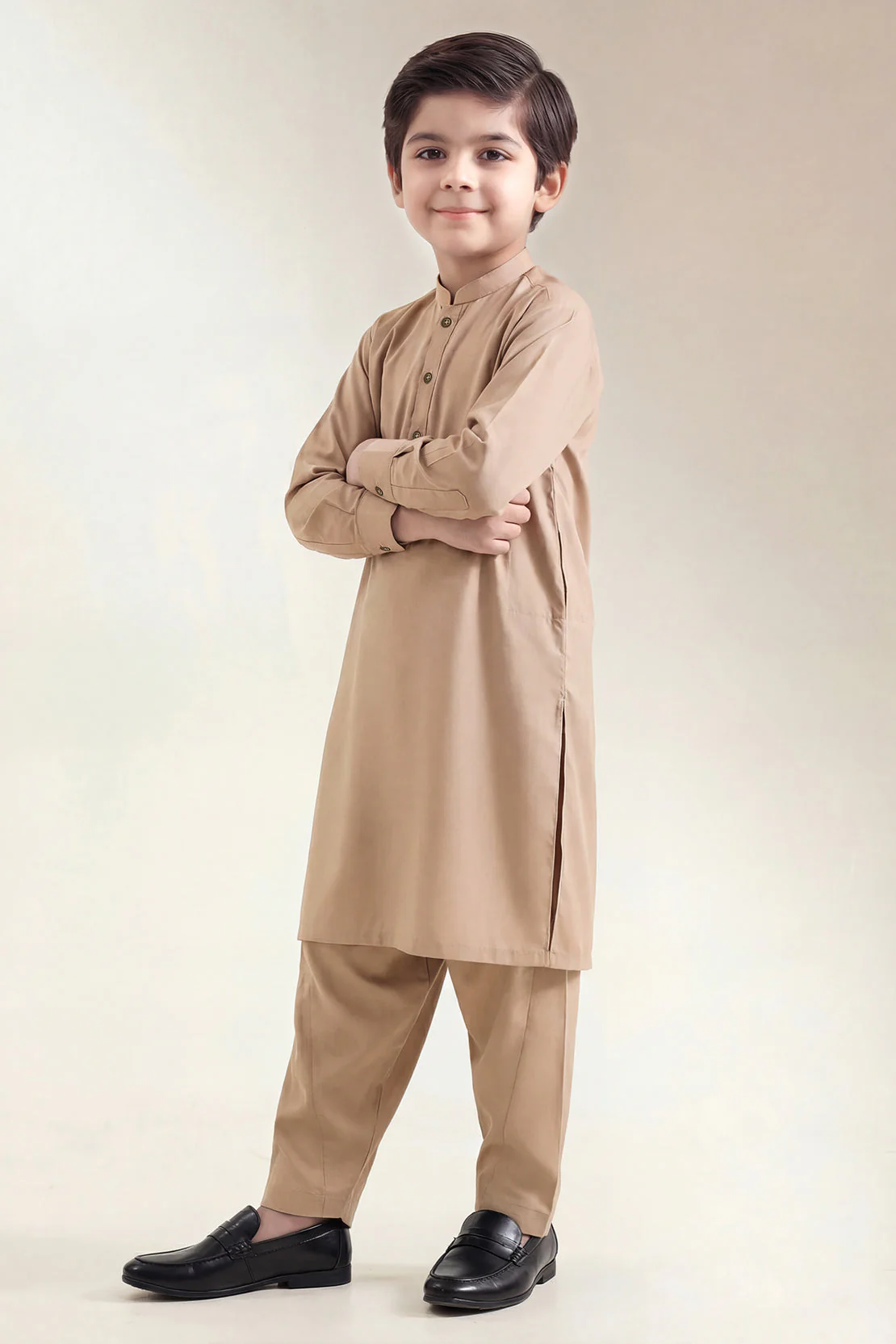 Solid Wash N Wear Stitched 2 Piece (Shirt/Trouser)  For Boys