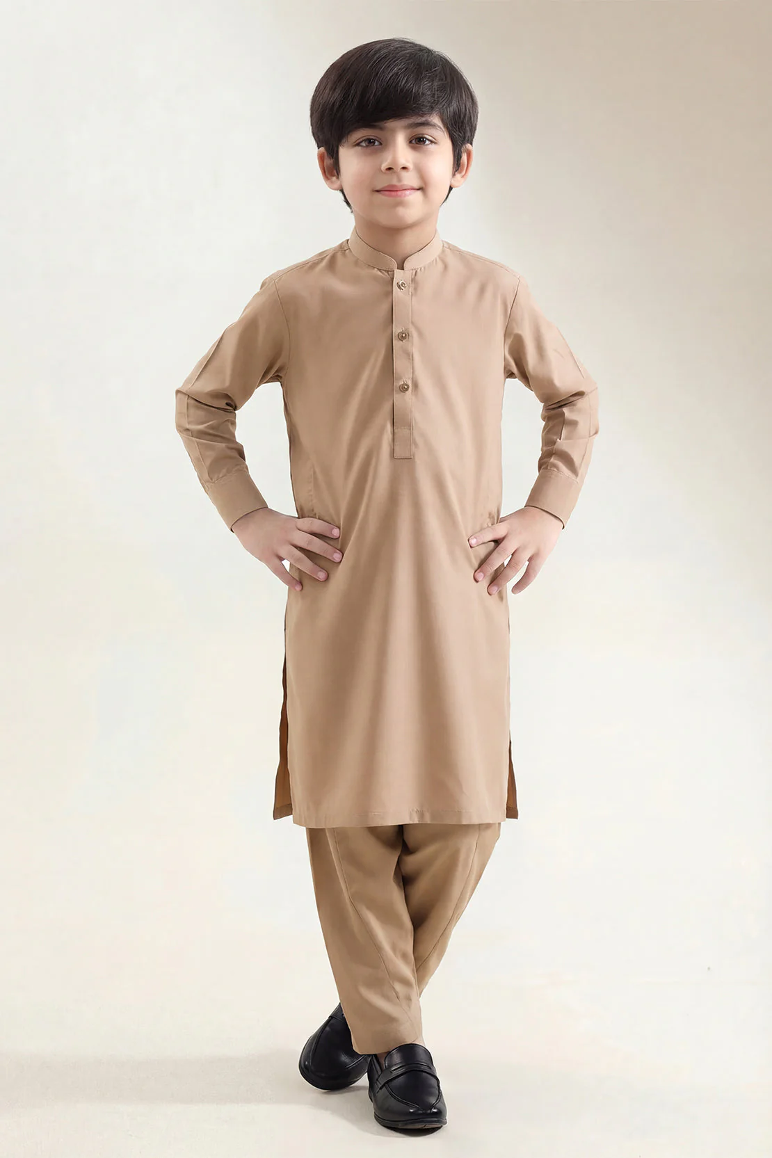 Solid Wash N Wear Stitched 2 Piece (Shirt/Trouser)  For Boys - Image 2