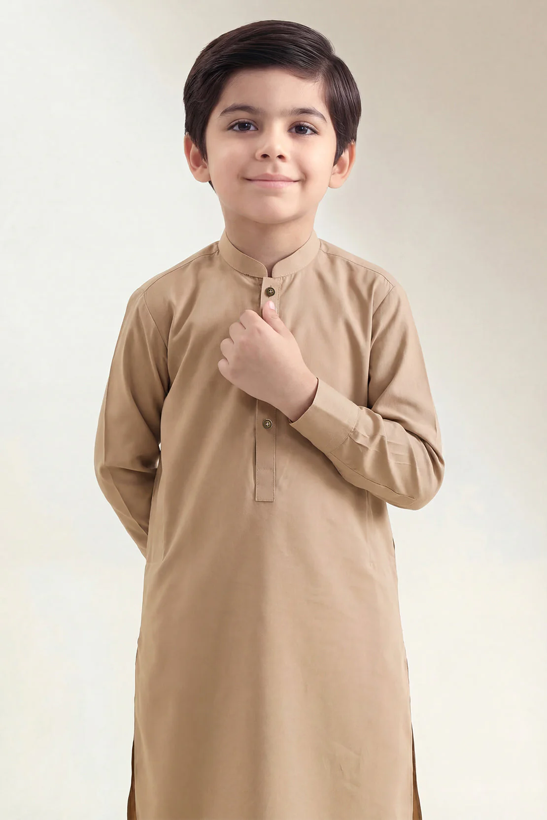 Solid Wash N Wear Stitched 2 Piece (Shirt/Trouser)  For Boys - Image 3