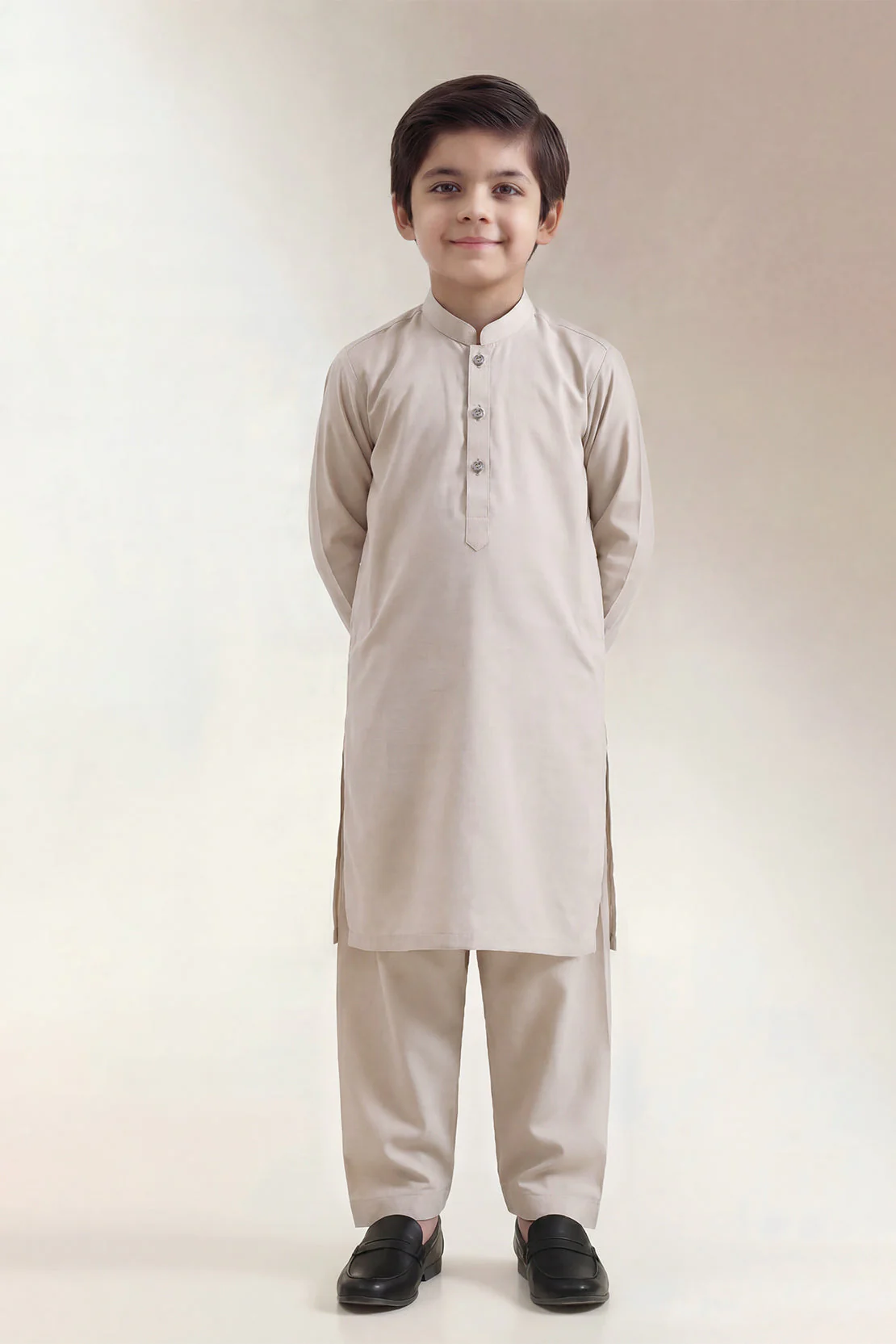 Solid Wash N Wear Stitched 2 Piece (Shirt/Trouser)  For Boys