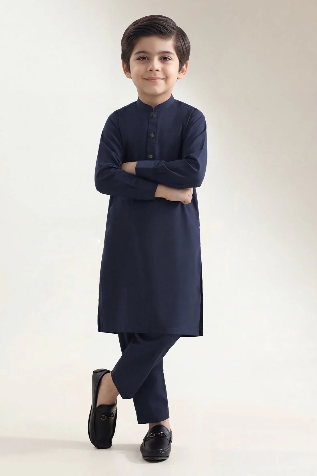 Solid Wash N Wear Stitched 2 Piece (Shirt/Trouser)  For Boys - Image 3