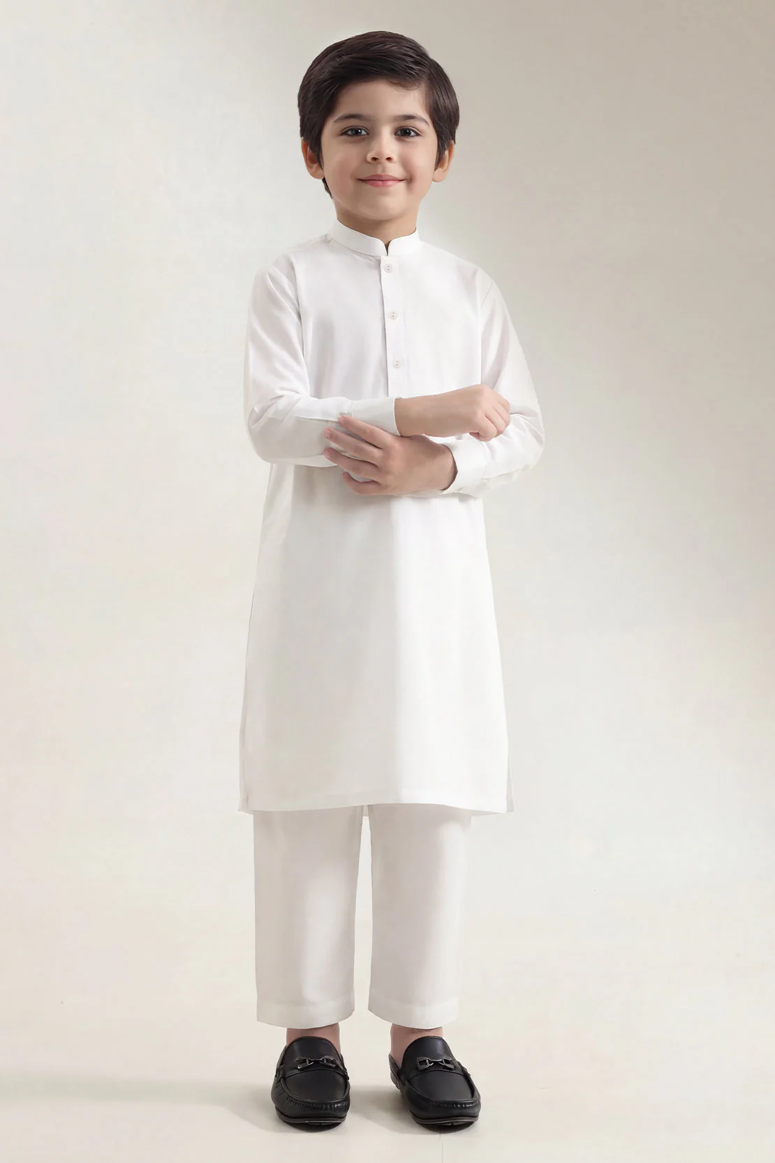 Solid Wash N Wear Stitched 2 Piece (Shirt/Trouser) For Boys