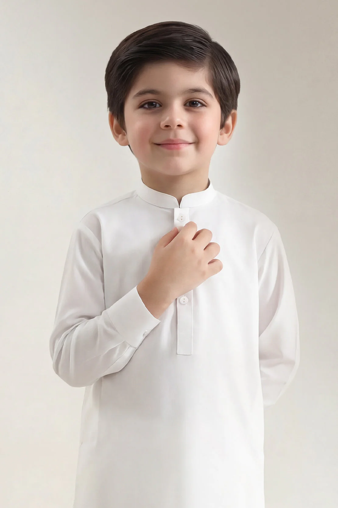 Solid Wash N Wear Stitched 2 Piece (Shirt/Trouser) For Boys - Image 3