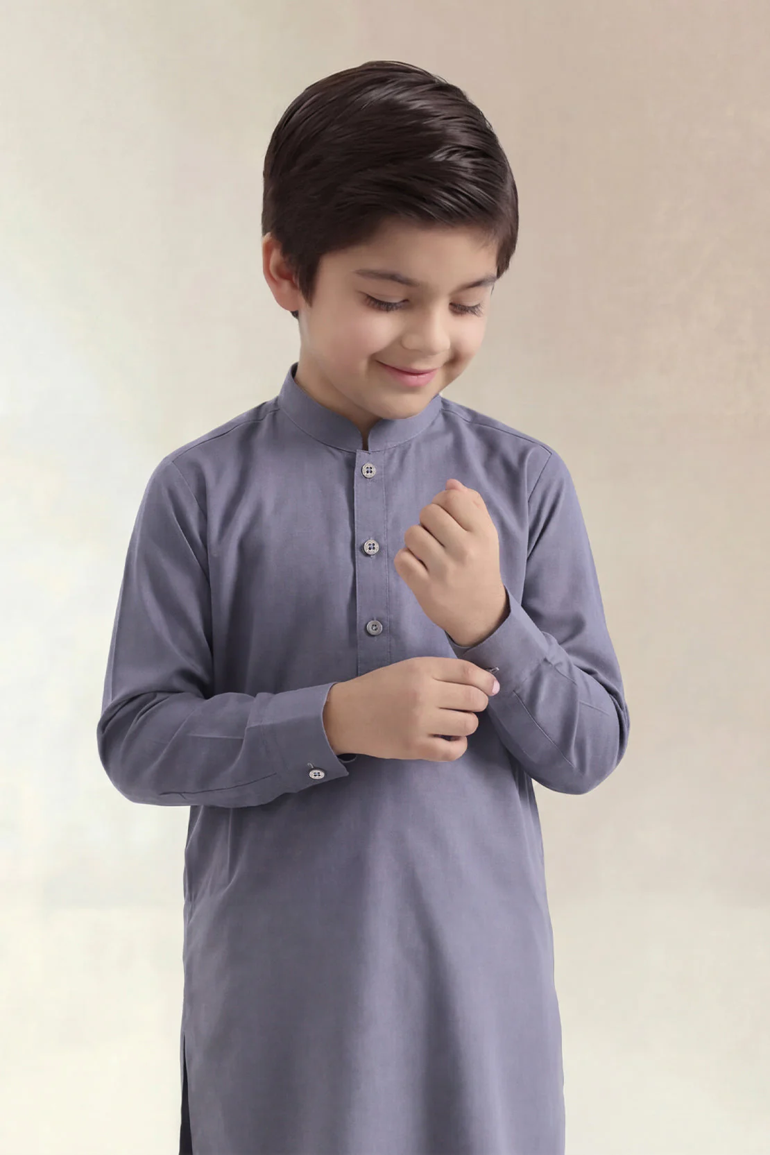 Solid Wash N Wear Stitched 2 Piece (Shirt/Trouser) For Boys - Image 2