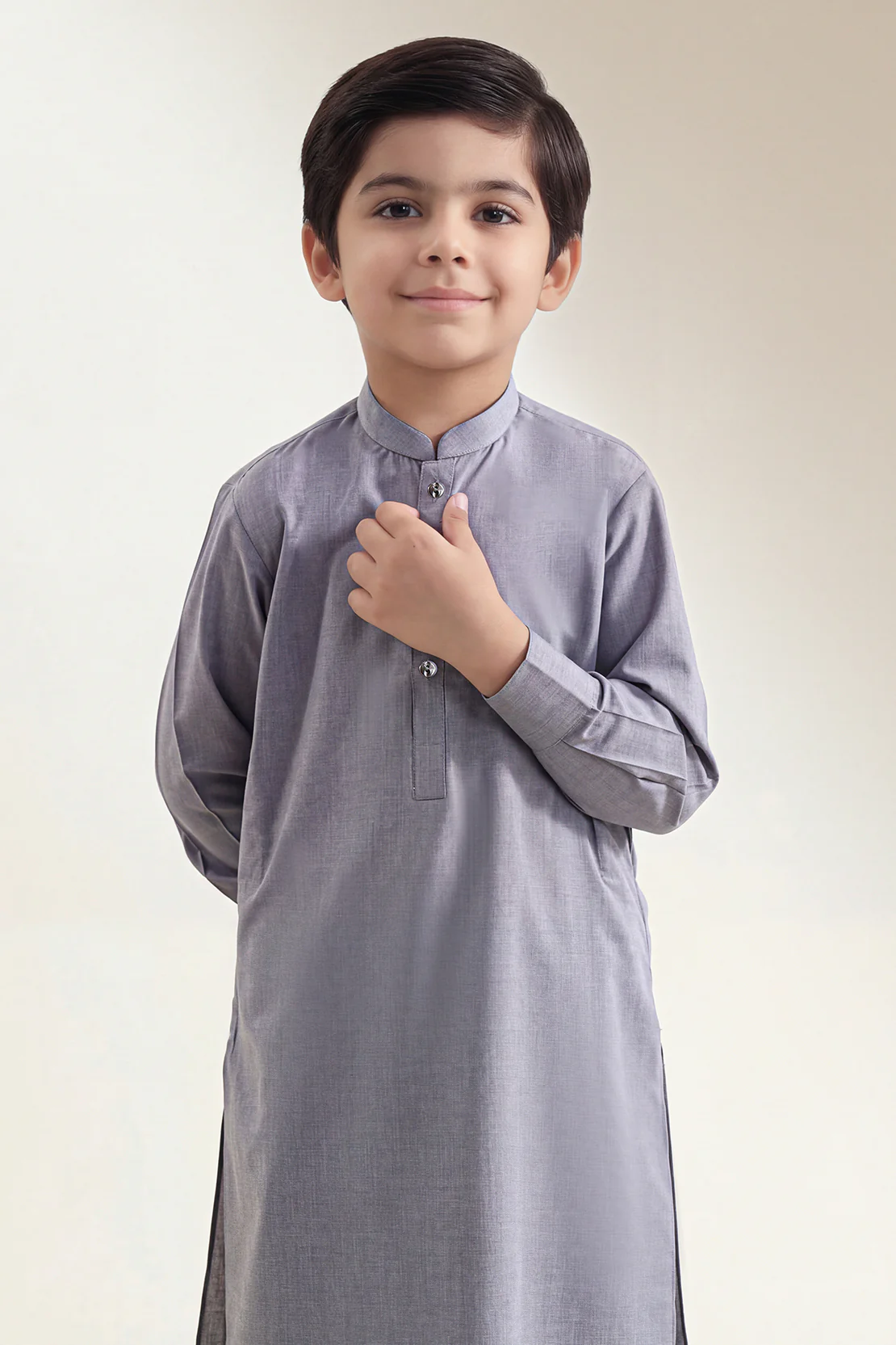 Solid Wash N Wear Stitched 2 Piece (Shirt/Trouser) For Boys - Image 2