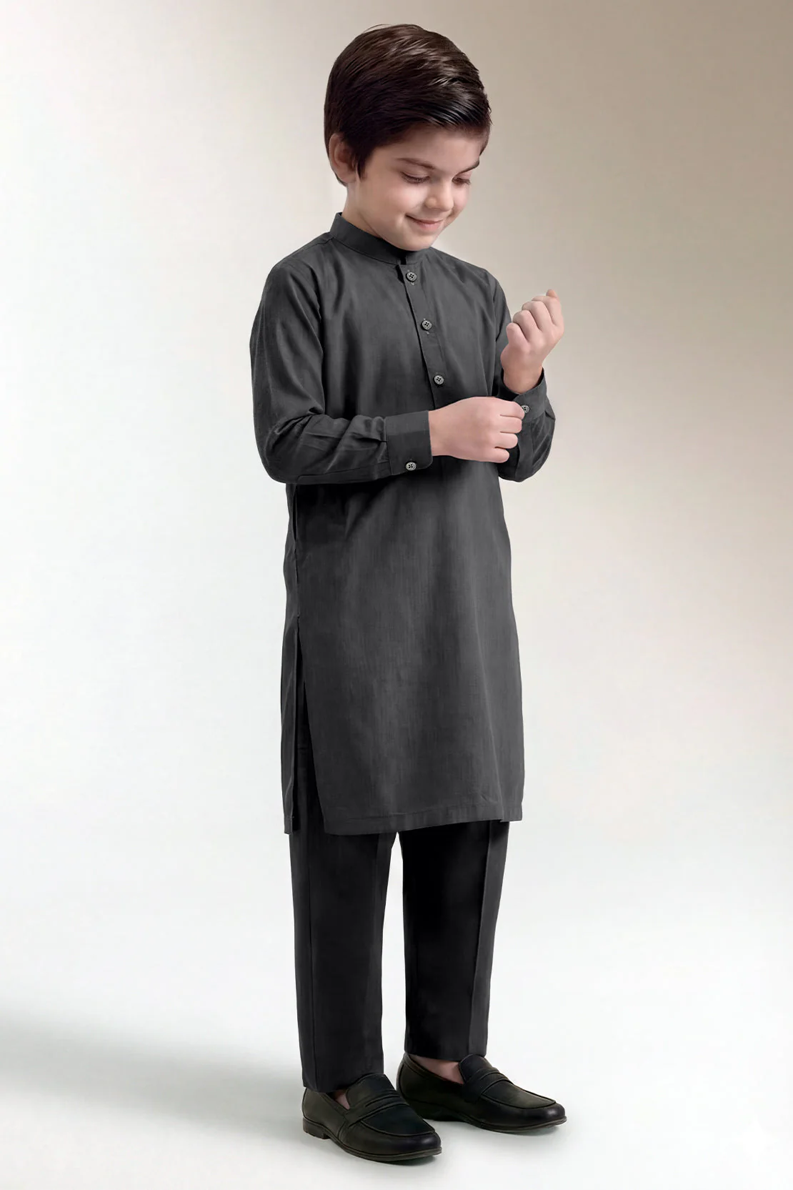 Solid Wash N Wear Stitched 2 Piece (Shirt/Trouser) For Boys