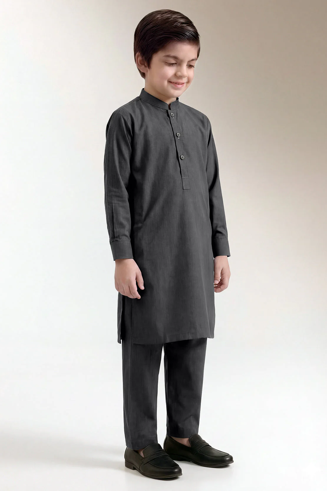 Solid Wash N Wear Stitched 2 Piece (Shirt/Trouser) For Boys - Image 3