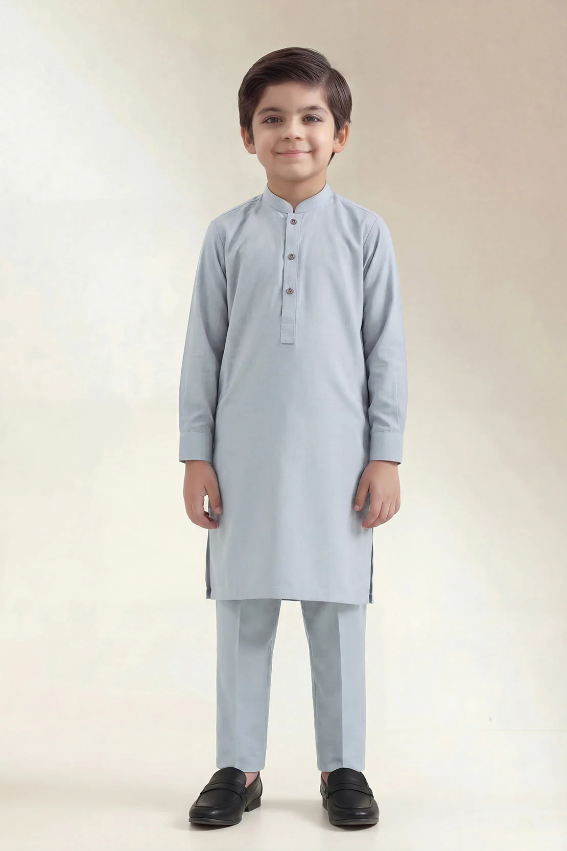 Solid Wash N Wear Stitched 2 Piece (Shirt/Trouser)  For Boys - Image 2