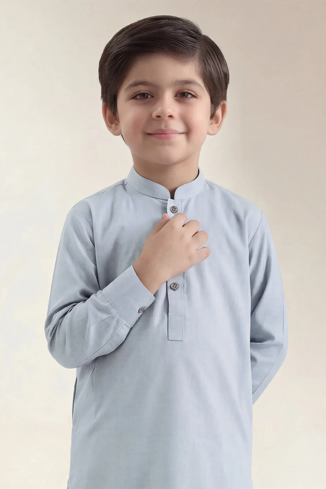 Solid Wash N Wear Stitched 2 Piece (Shirt/Trouser)  For Boys - Image 3