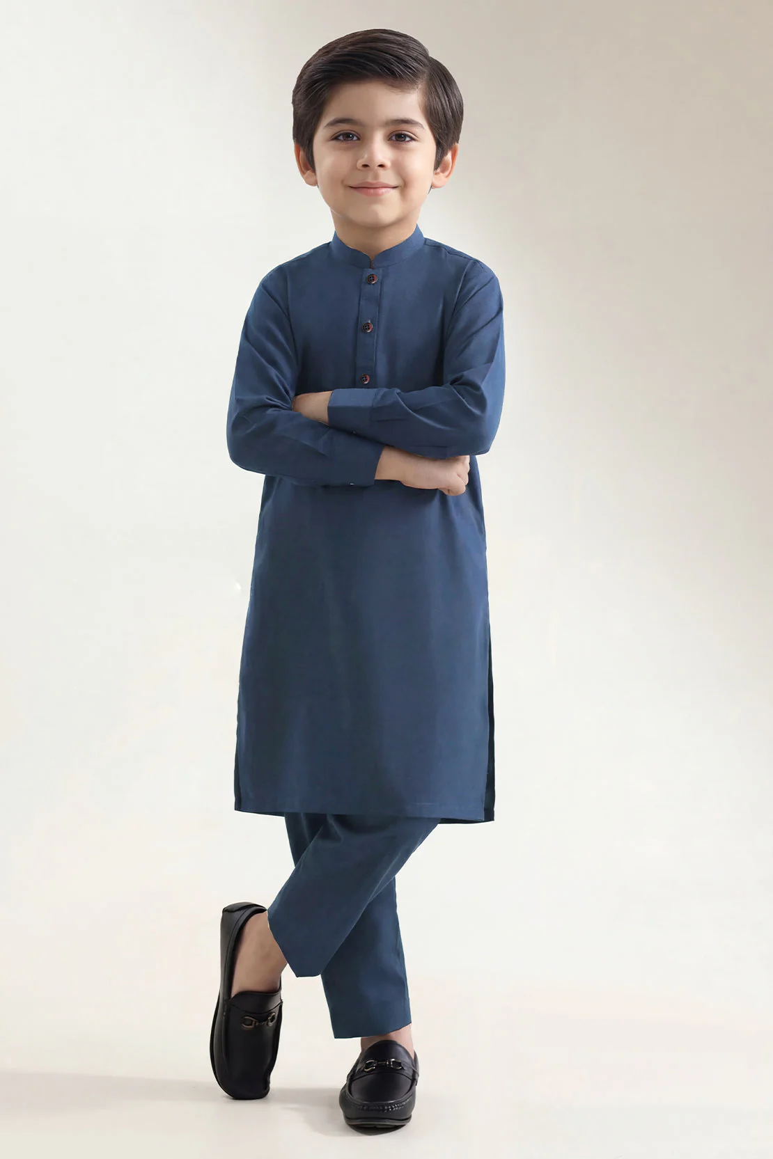 Solid Wash N Wear Stitched 2 Piece (Shirt/Trouser) For Boys
