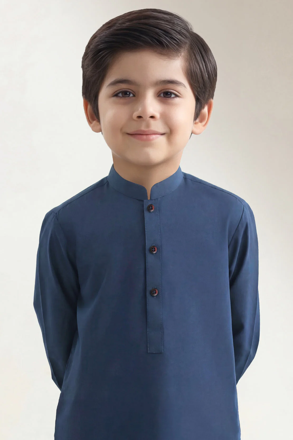 Solid Wash N Wear Stitched 2 Piece (Shirt/Trouser) For Boys - Image 3