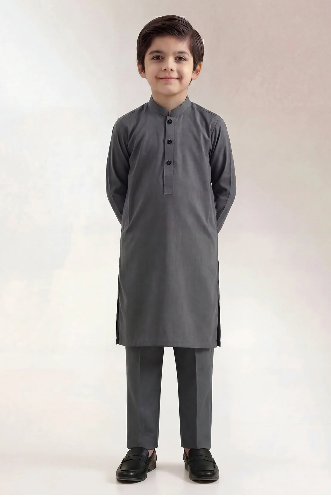 Solid Wash N Wear Stitched 2 Piece (Shirt/Trouser)  For Boys