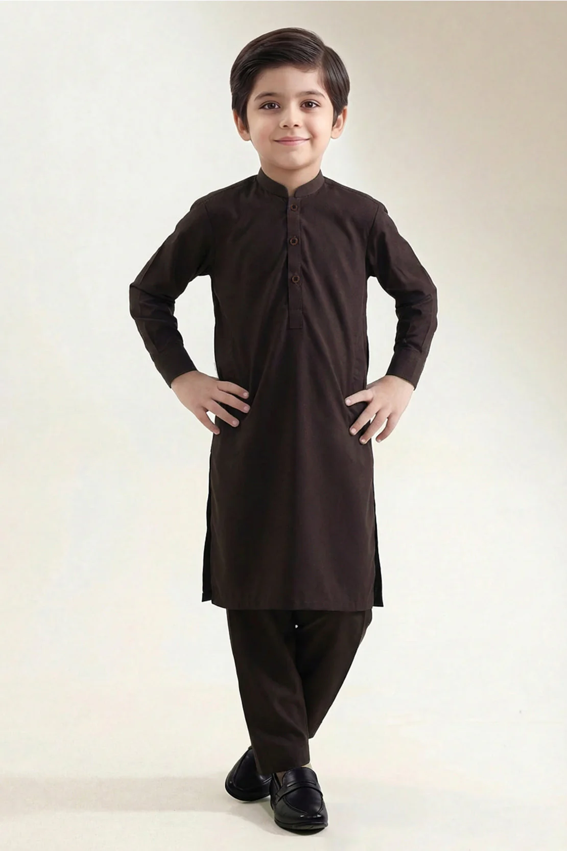 Solid Wash N Wear Stitched 2 Piece (Shirt/Trouser)  For Boys