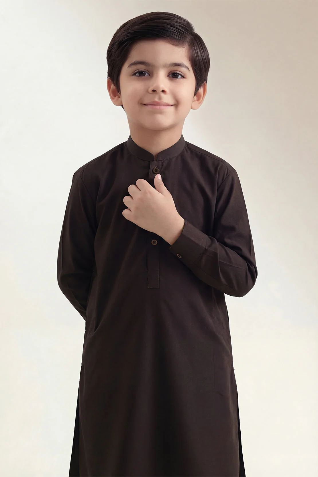 Solid Wash N Wear Stitched 2 Piece (Shirt/Trouser)  For Boys - Image 2