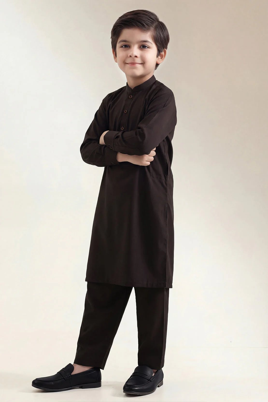 Solid Wash N Wear Stitched 2 Piece (Shirt/Trouser)  For Boys - Image 3