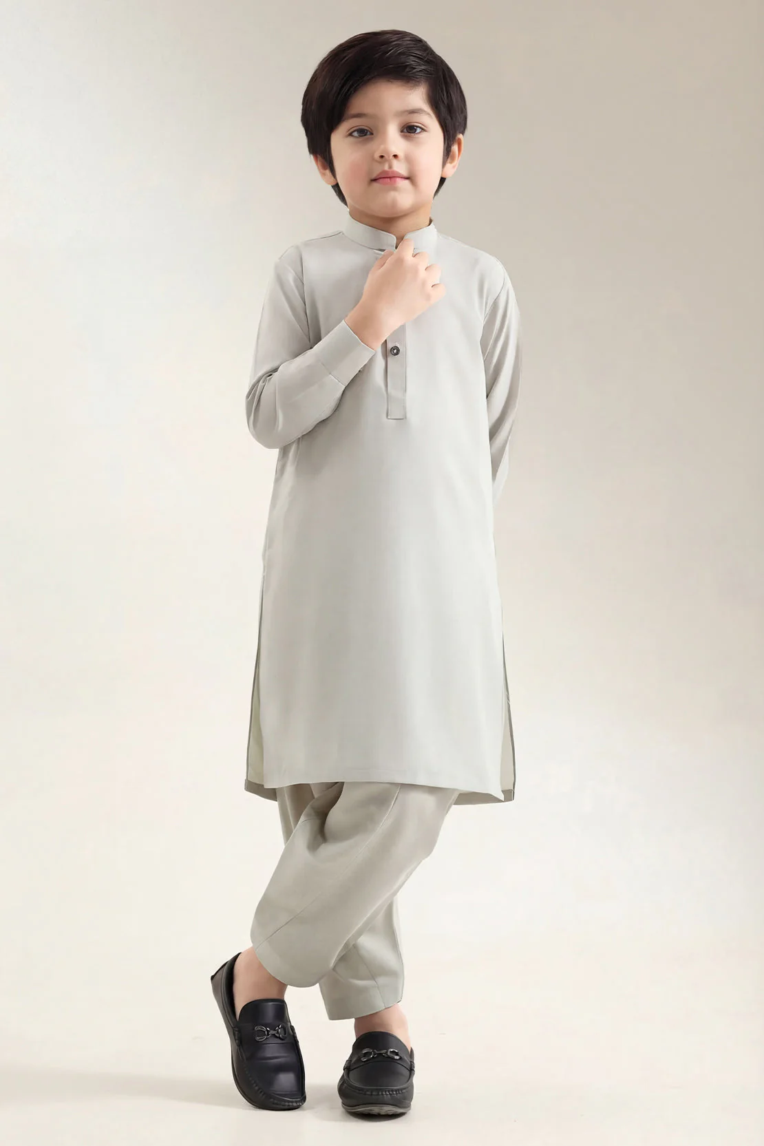 Solid Wash N Wear Stitched 2 Piece (Shirt/Trouser) For Boys