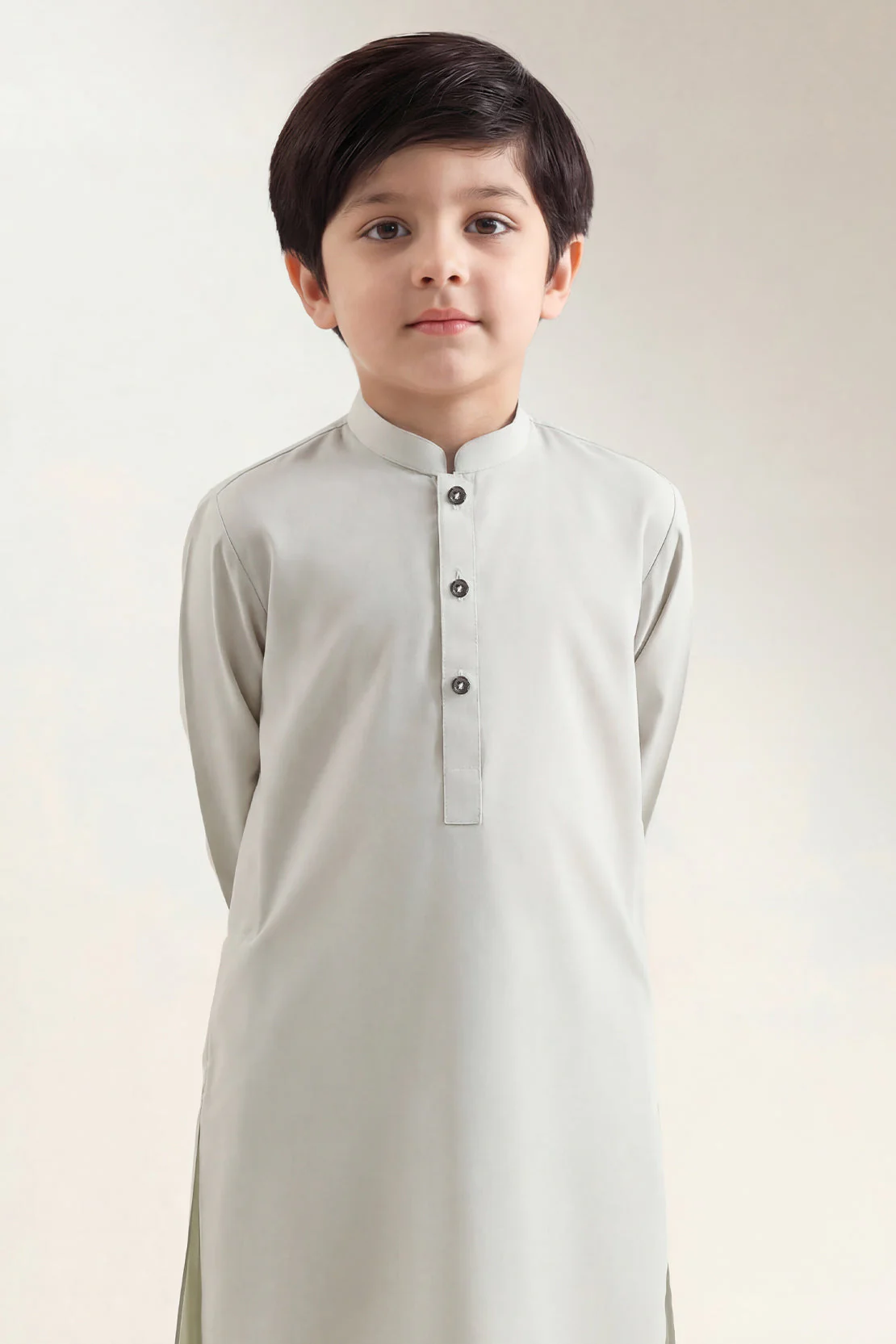 Solid Wash N Wear Stitched 2 Piece (Shirt/Trouser) For Boys - Image 2