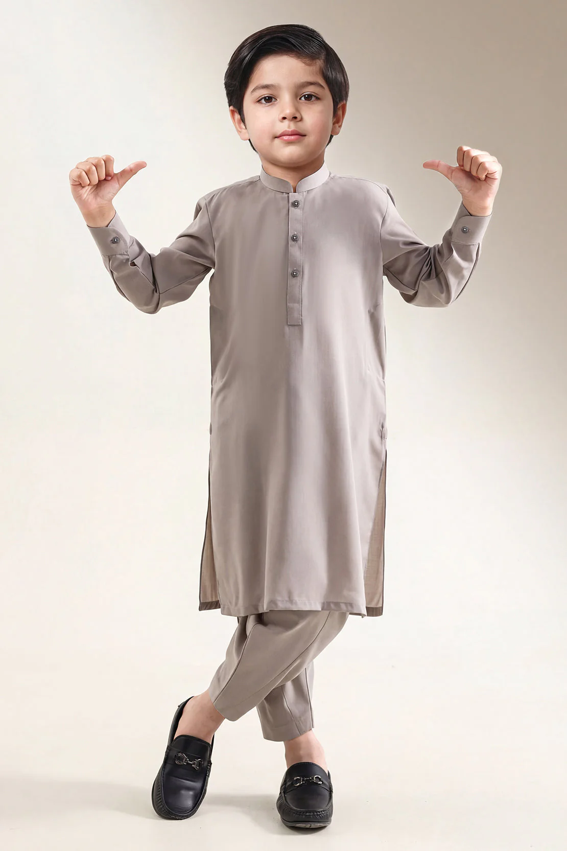 Solid Wash N Wear Stitched 2 Piece (Shirt/Trouser)  For Boys
