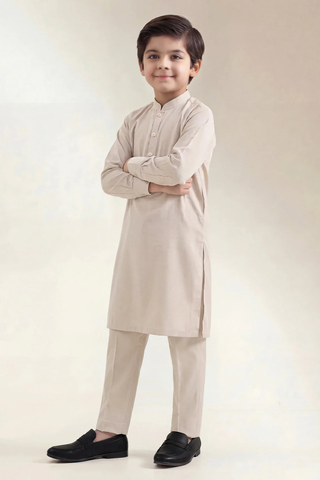 Solid Wash N Wear Stitched 2 Piece (Shirt/Trouser)  For Boys