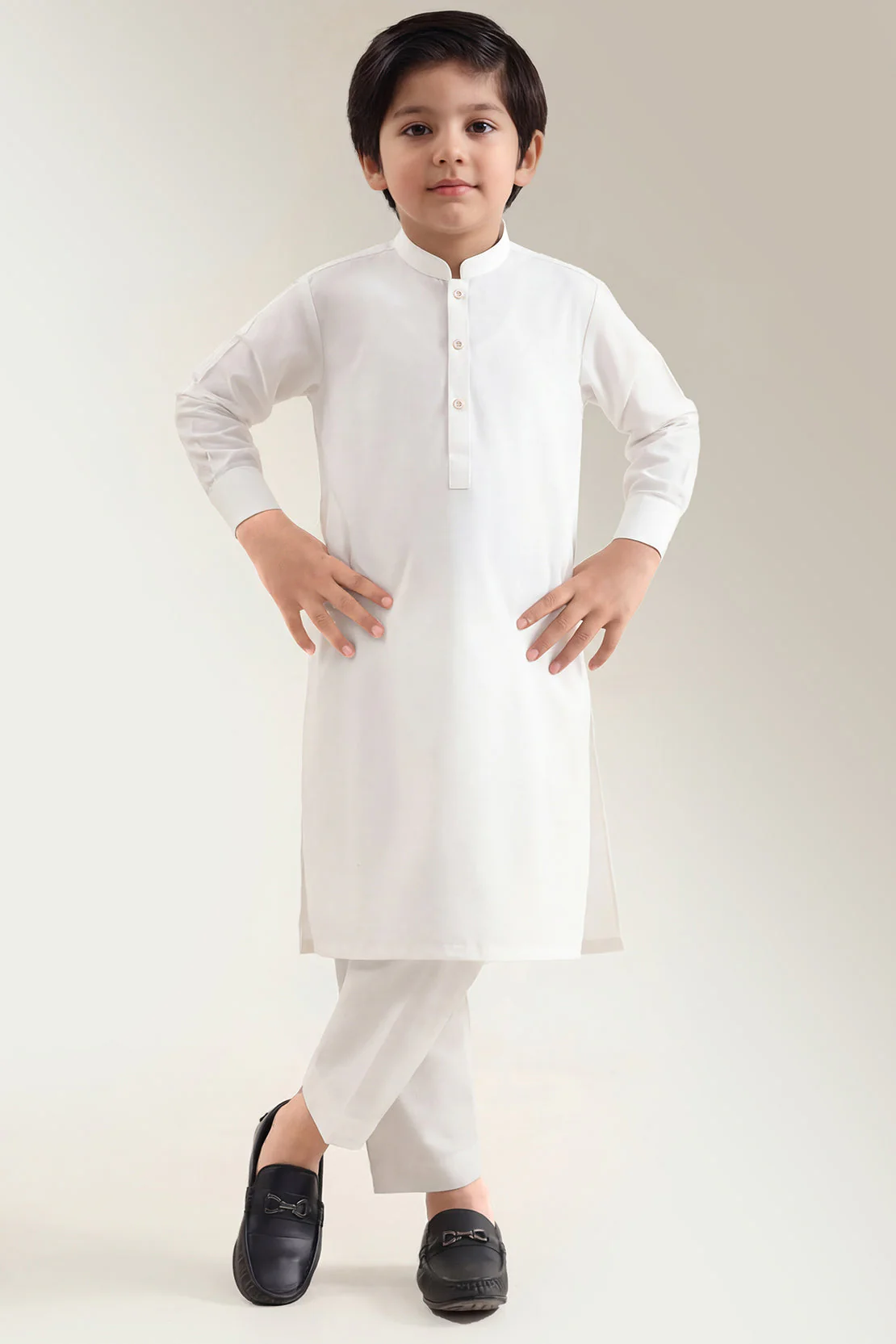 Solid Wash N Wear Stitched 2 Piece (Shirt/Trouser)  For Boys
